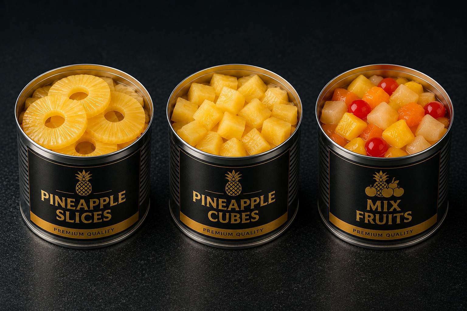 Canned pineapple and mixed fruit